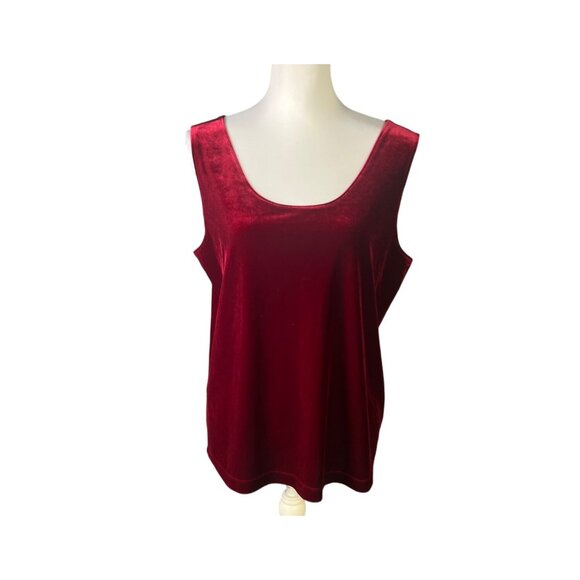 Chico's Red Velvet Tank Top Sleeveless Scoop Neck Relaxed Fit Soft Fabric Size L - Picture 1 of 7